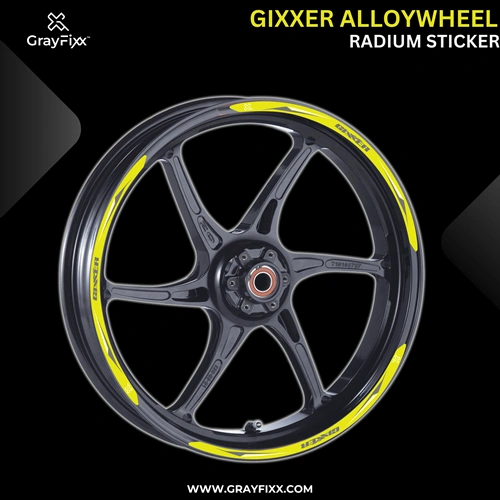 Alloy Wheel Radium Sticker for Gixxer | Made in Premium Radium with FPF (Fade Protection Film), Waterproof, Precut Sticker, Pack Of 12